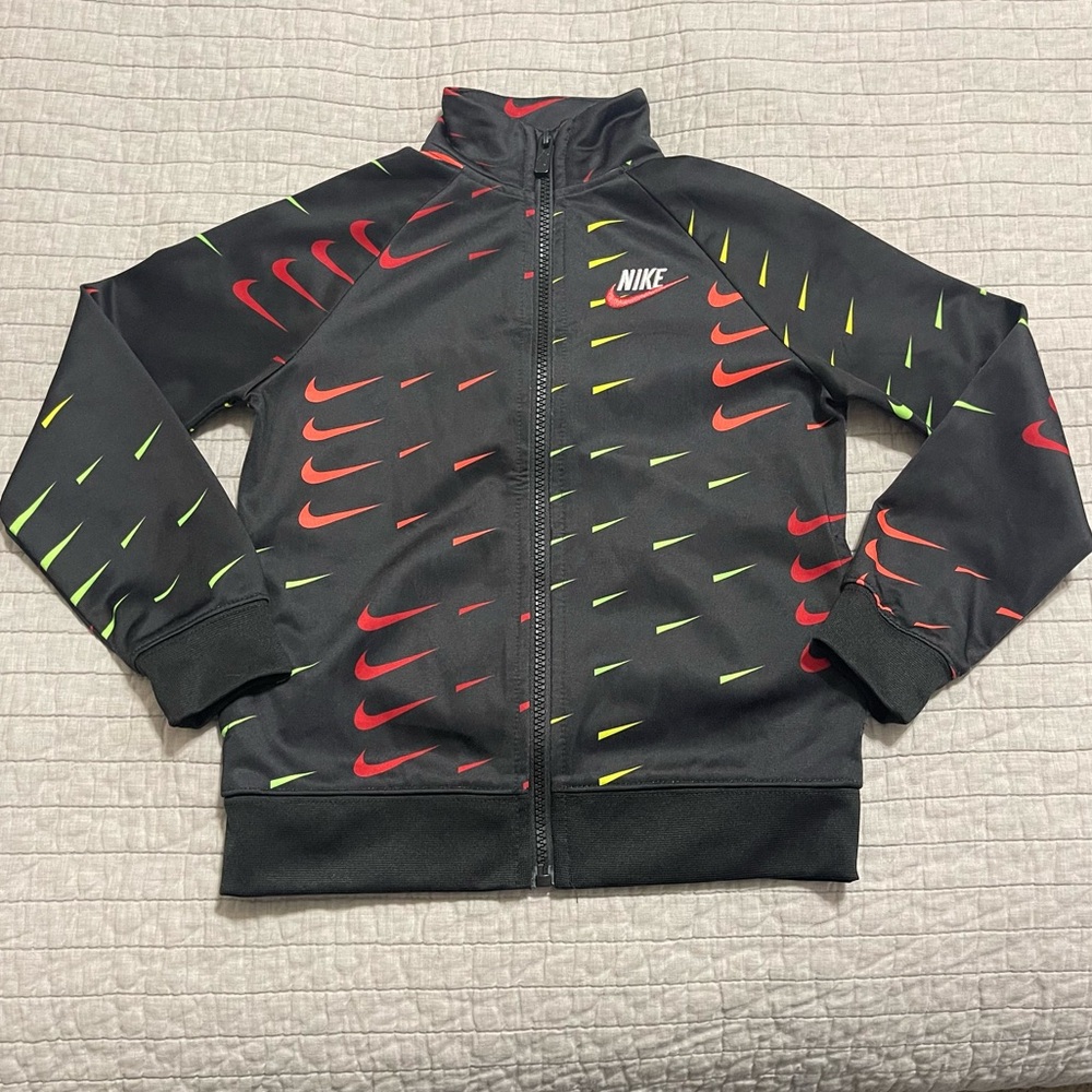 Nike Boy's Black Tracksuit Jacket Red/Yellow Swoosh Size 6